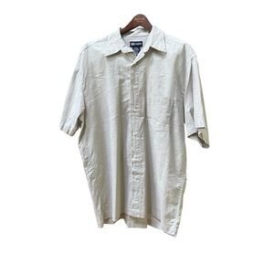 Faded Glory Tan Casual Button Down Linen & Cotton Short Sleeve Shirt Size XL